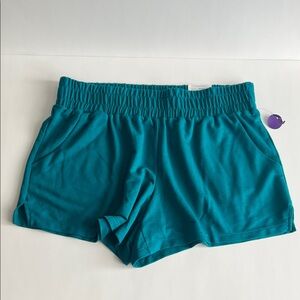 NWT Xersion Women's Teal Lounge Casual Shorts with Pockets Size Large Semi-Fit